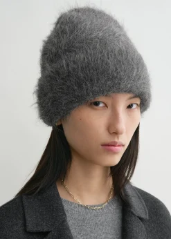 Alpaca knit beanie dark grey melange