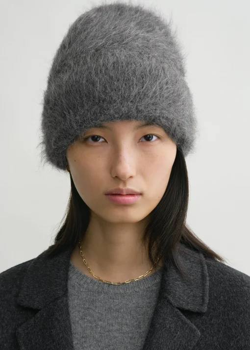 Alpaca knit beanie dark grey melange