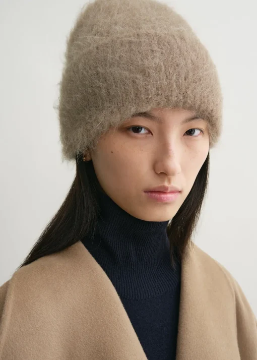 Alpaca knit beanie truffle melange