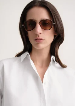 Aviator sunglasses light Havana