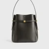 Belted leather bucket bag bark