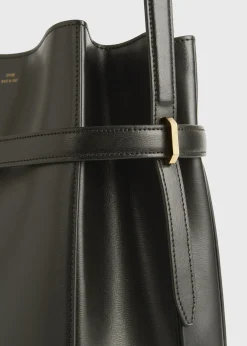 Belted leather bucket bag bark