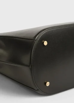 Belted leather bucket bag bark
