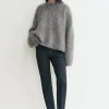 Boxy alpaca knit dark grey melange