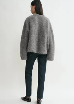 Boxy alpaca knit dark grey melange