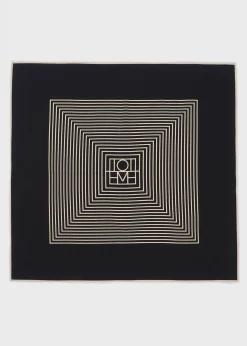 Centered monogram silk scarf black