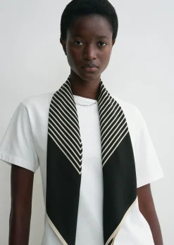 Centered monogram silk scarf black