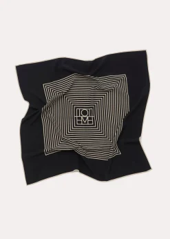 Centered monogram silk scarf black