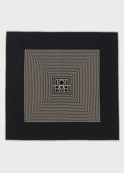Centered monogram silk scarf black