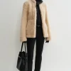 Cinched shearling jacket butter
