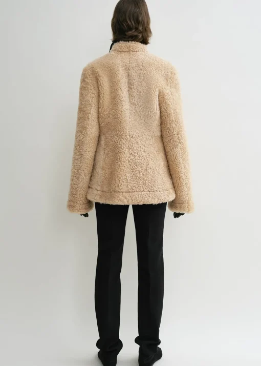 Cinched shearling jacket butter