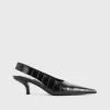 Classic croco-embossed slingbacks black