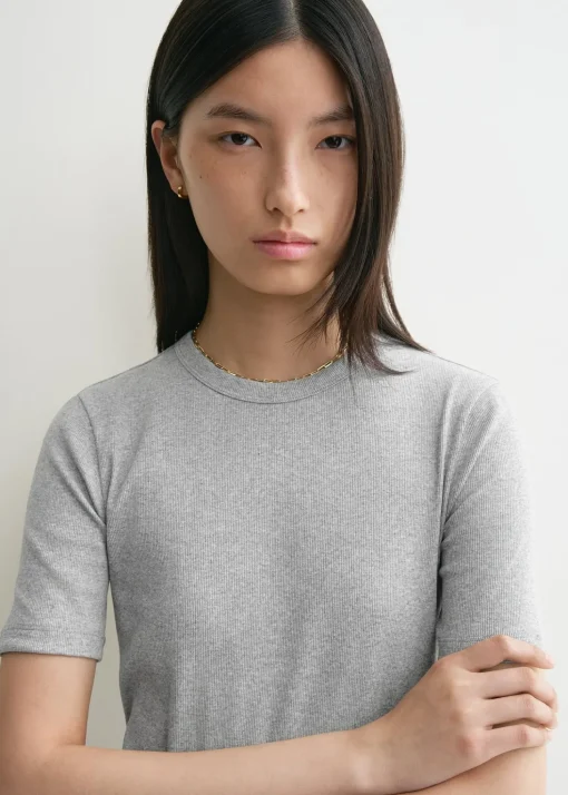 Classic rib tee grey melange