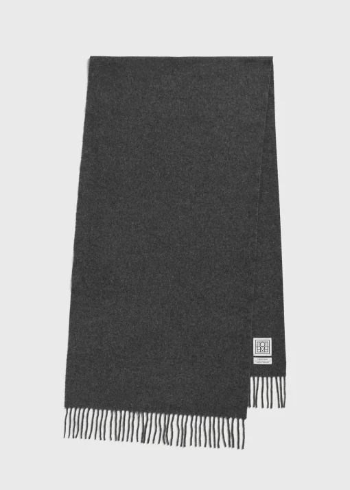 Classic wool scarf dark grey mélange