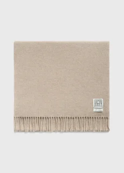 Classic wool scarf light beige mélange