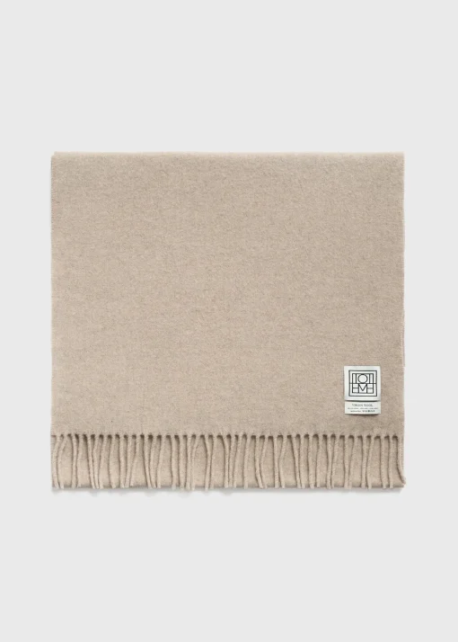Classic wool scarf light beige mélange