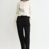 Collarless cinched jacket ecru