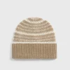 Contrast-edge beanie soft camel