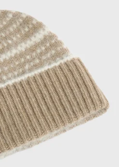 Contrast-edge beanie soft camel