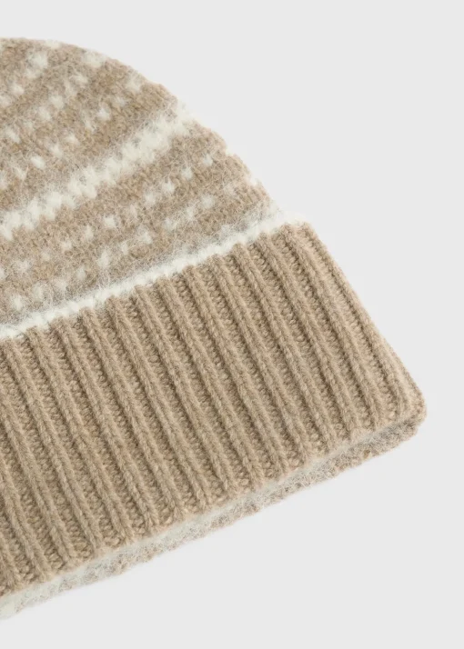 Contrast-edge beanie soft camel