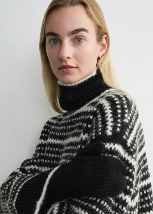 Contrast-edge mittens black