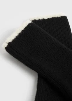 Contrast-edge mittens black