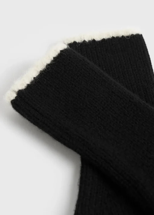 Contrast-edge mittens black