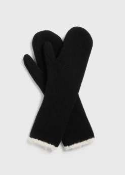 Contrast-edge mittens black