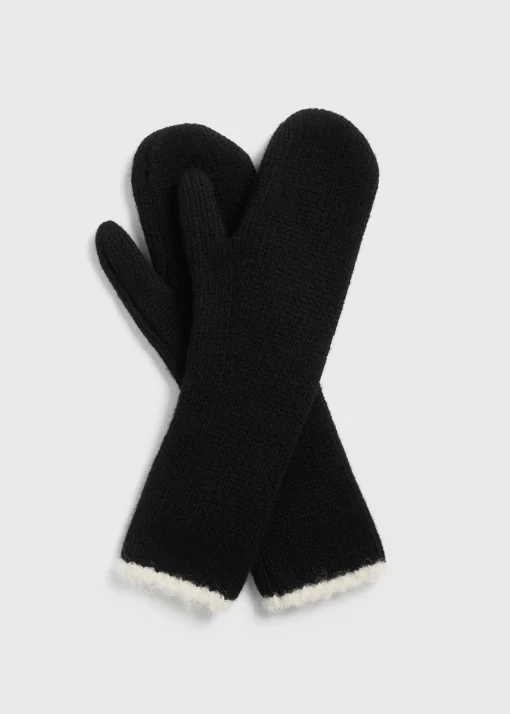 Contrast-edge mittens black