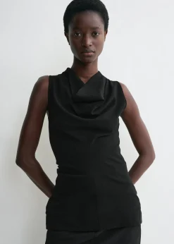 Cowl-neck top black