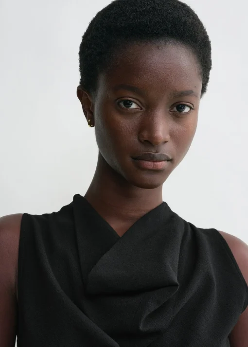 Cowl-neck top black