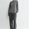 Crew-neck cashmere knit grey melange