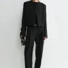 Cropped bouclé jacket black