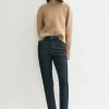 Cropped crew-neck knit camel