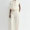 Cuff-slit trousers macadamia