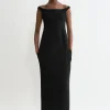 Curved off-shoulder dress black