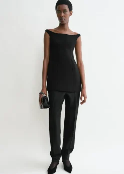 Curved off-shoulder top black