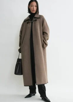 Double clasp coat oak melange