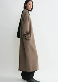Double clasp coat oak melange