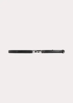 Double clasp leather belt black