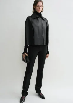 Double leather cape black