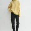 Double-knit turtleneck soft yellow