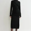 Draped fine knit skirt black