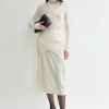 Draped fine knit skirt off-white