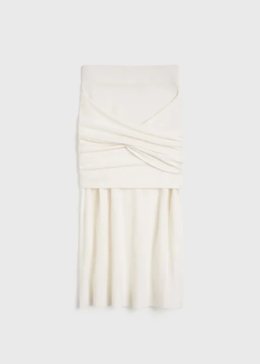 Draped fine knit skirt off-white