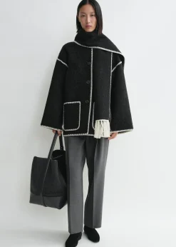 Embroidered scarf jacket dark grey mélange