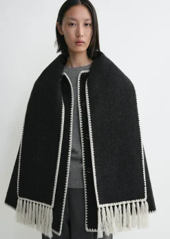 Embroidered scarf jacket dark grey mélange