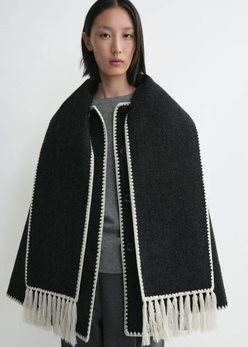 Embroidered scarf jacket dark grey mélange