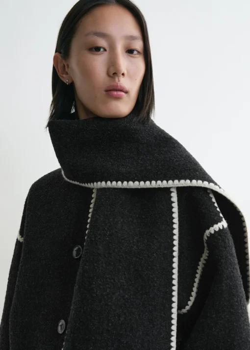 Embroidered scarf jacket dark grey mélange