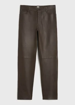 Five-pocket leather trousers bark